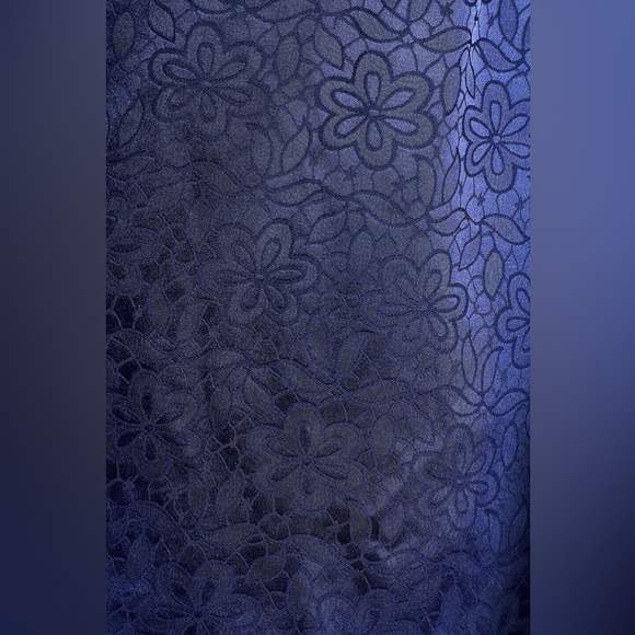 Lulus | Burst Into Bloom Navy Blue Satin Floral Jacquard Mini Dress Medium - Picture 6 of 6